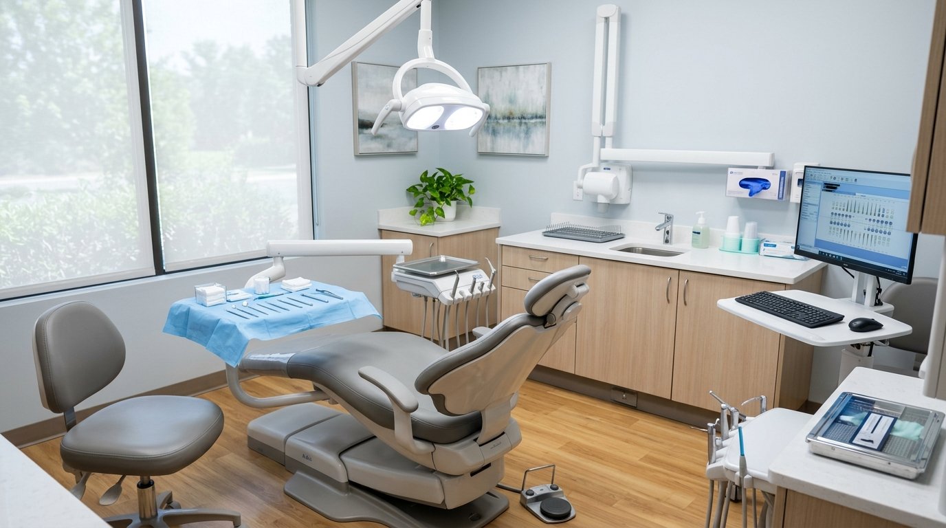 Modern, professional dental treatment operatory ready for prompt emergency dental care