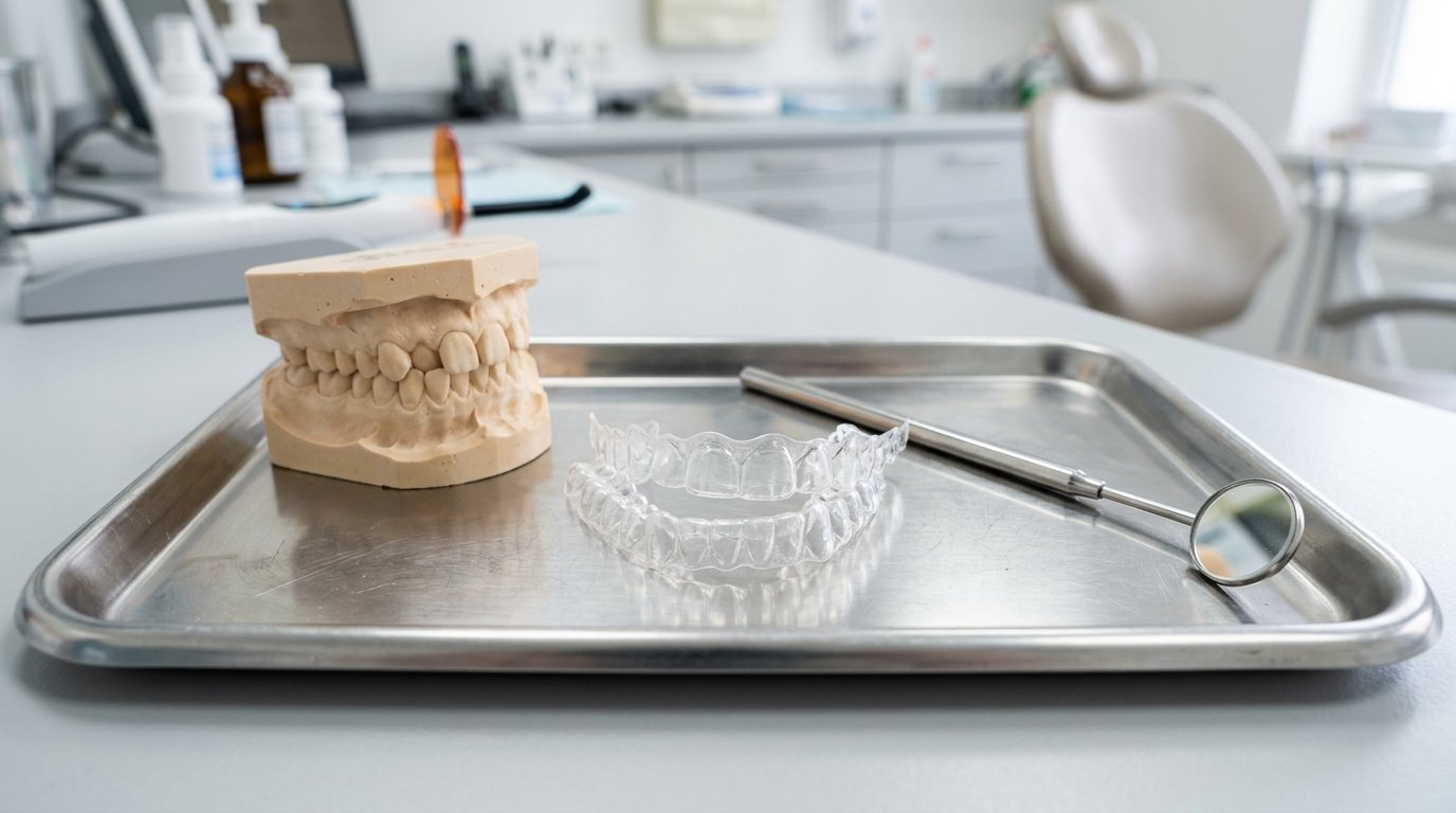 Orthodontic clear aligners and digital planning models on clinical tray
